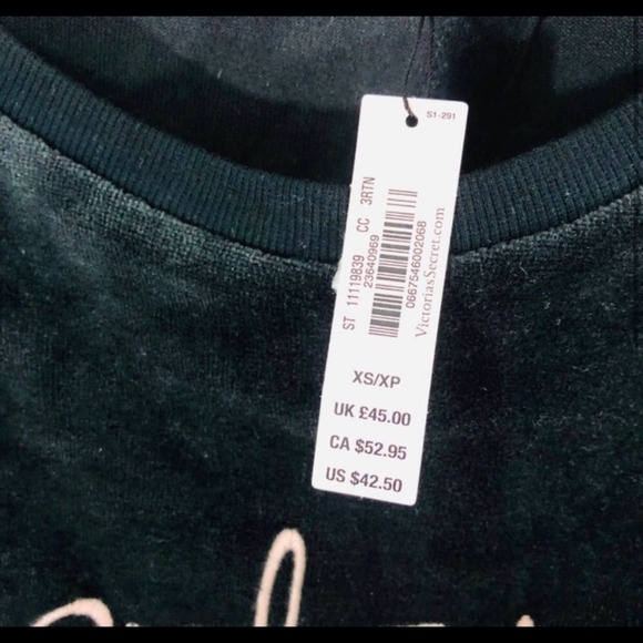 Victoria’s Secret Black Velvet Open Back Sweatshirt oversized new with tags xs - Picture 3 of 7